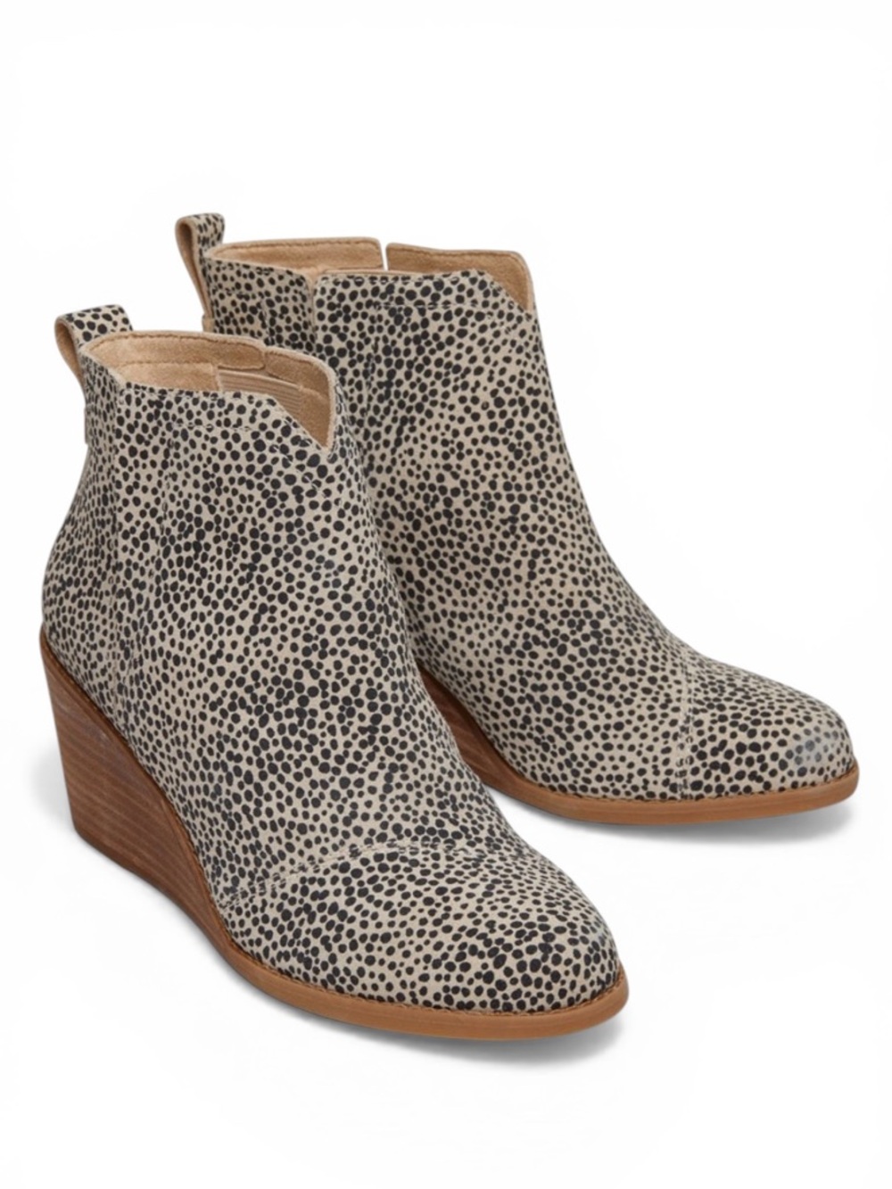 Toms Clare Macadamia Mini Cheetah Print Suede Wedge Ankle Booties Size 7